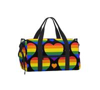 Bandera del Orgullo Gay con Corazones arcoíris,Bolso Deportivo Bandolera de Mano, Bolsa de Deporte, Bolsa de Viaje de Gran Capacidad para Mujeres y Hombres.
