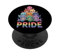 Bandera del Orgullo Gay Sirena Arco Iris Desfile Mes aliado apilado PopSockets PopGrip Adhesivo