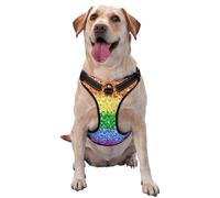 Bandera del Orgullo LGBT con Brillo y Purpurina,Arnés para Mascotas, arnés Reflectante Ajustable para Perros,M