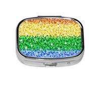 Bandera del Orgullo Lgbt Sparkle Glitter, Pastillero cuadrado para bolsillo o monedero, pequeño contenedor de pastillas, organizador de pastillas de viaje