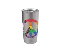 Bandera del orgullo LGBTQI Vintage Peace Sign Vaso térmico de acero inoxidable de doble pared