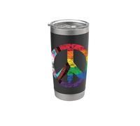 Bandera del orgullo LGBTQI Vintage Peace Sign Vaso térmico de acero inoxidable de doble pared