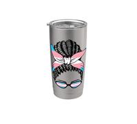 Bandera del Orgullo Transgénero Niña Negra Vaso térmico de acero inoxidable de doble pared