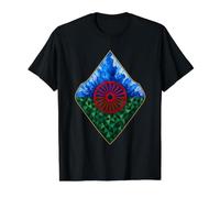 Bandera del Pueblo romaní, Bandera Gitana, geométrica, Patrimonio romaní Camiseta gráfica económica, Hombre, Negro, XL