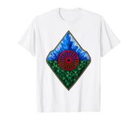 Bandera del Pueblo romaní, Bandera Gitana, geométrica, Patrimonio romaní Camiseta gráfica económica, Hombre, Blanco, L