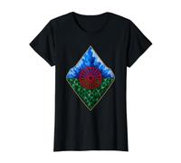 Bandera del Pueblo romaní, Bandera Gitana, geométrica, Patrimonio romaní Camiseta gráfica económica, Mujer, Negro, S