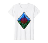 Bandera del Pueblo romaní, Bandera Gitana, geométrica, Patrimonio romaní Camiseta gráfica económica, Mujer, Blanco, XL