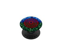Bandera del Pueblo romaní, Bandera Gitana, geométrica, Patrimonio romaní PopSockets PopGrip Adhesivo