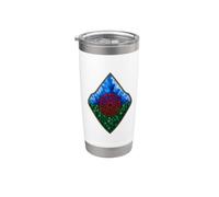 Bandera del pueblo romaní, bandera gitana, geométrica, patrimonio romaní Vaso térmico de acero inoxidable de doble pared