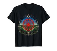 Bandera del Pueblo romaní Vintage Cultura Gitana Envejecida Camiseta gráfica económica, Hombre, Negro, L