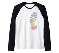 Bandera del Sol del león de Irán, Bandera de Irán, Bandera de Estados Unidos, está en mi ADN Camiseta Manga Raglan