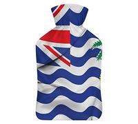 Bandera del Territorio Británico del Océano Índico - Botella de agua de goma con cubierta de felpa suave, bolsa de agua caliente para invierno, manos y pies, protección contra el frío, 1000 ml
