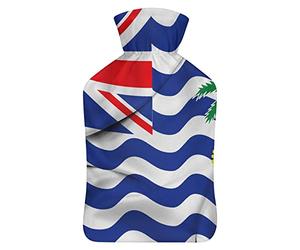 Bandera del Territorio Británico del Océano Índico - Botella de agua de goma con cubierta de felpa suave, bolsa de agua caliente para invierno, manos y pies, protección contra el frío, 1000 ml