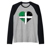 Bandera Devon Cornwall Vintage de Expats Devónico Cornualles Camiseta Manga Raglan