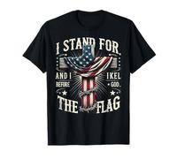 Bandera divertida de Estados Unidos con texto en inglés "I Stand For The Flag And I Kneel Before God" Camiseta