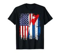 Bandera Dividida Vintage Envejecida de Estados Unidos y Cuba Camiseta