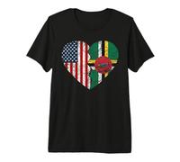 Bandera Dominicana Americana Corazón Dominica Estados Unidos América Hombres Mujeres Camiseta Premium