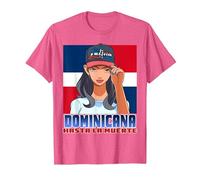 Bandera Dominicana Latina hasta La Muerte República Dominicana Camiseta, Hombre, Rosa Jaspeado, M