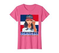 Bandera Dominicana Latina hasta La Muerte República Dominicana Camiseta, Mujer, Rosa Jaspeado, S