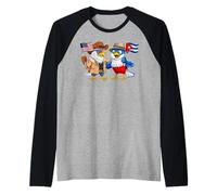 Bandera EE. UU. Cuba Raíces Estadounidense-Cubanas Herencia Camiseta Manga Raglan