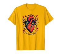 Bandera en mi corazón Camiseta, Hombre, Dorado Brillante, XXL