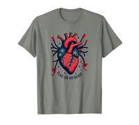 Bandera en mi corazón Camiseta, Hombre, Verde Militar Jaspeado, XXL