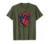 Bandera en mi corazón Camiseta, Hombre, Verde Oliva, XXL