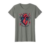 Bandera en mi corazón Camiseta, Mujer, Verde Militar Jaspeado, XXL