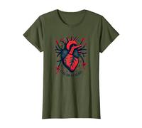 Bandera en mi corazón Camiseta, Mujer, Verde Oliva, XXL