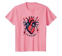Bandera en mi corazón Camiseta, Niños, Rosado, 2 años
