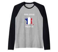 Bandera Envejecida de Francia Toulouse Pride Camiseta Manga Raglan