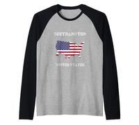 Bandera Envejecida de Nueva York Southampton Pride Camiseta Manga Raglan
