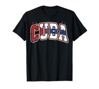 Bandera Envejecida Vintage de Cuba con Letras de Estilo Universitario Camiseta