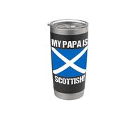 Bandera escocesa de Escocia con texto en inglés "My Papa Is Scotland" Vaso térmico de acero inoxidable de doble pared