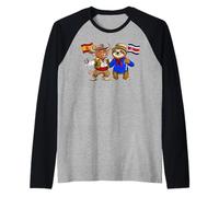 Bandera España Costa Rica Raíces Español-Costarricenses Camiseta Manga Raglan