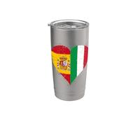 Bandera España Italia Orgulloso Fanático Español Italiano Vaso térmico de acero inoxidable de doble pared