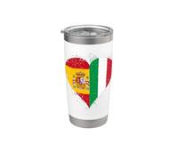 Bandera España Italia Orgulloso Fanático Español Italiano Vaso térmico de acero inoxidable de doble pared