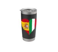 Bandera España Italia Orgulloso Fanático Español Italiano Vaso térmico de acero inoxidable de doble pared