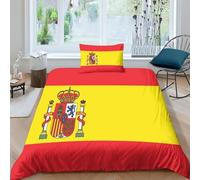 Bandera España Juego De Ropa De Cama, Diseño Bandera Nacional, Funda De Almohada, Funda Nórdica,decoración Moderna para Dormitorio De 3 Piezas,para Niños Y Niñas Single（135x200cm）