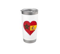 Bandera España Marruecos Aficionados Marroquíes Españoles Vaso térmico de acero inoxidable de doble pared