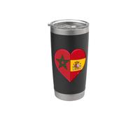 Bandera España Marruecos Aficionados Marroquíes Españoles Vaso térmico de acero inoxidable de doble pared