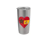Bandera España Marruecos Aficionados Marroquíes Españoles Vaso térmico de acero inoxidable de doble pared