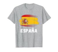 Bandera Espana Orgullo Retro Bandera Española Familia Camiseta, Hombre, Gris Jaspeado, M
