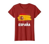 Bandera Espana Orgullo Retro Bandera Española Familia Camiseta, Mujer, Arándano, M