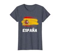 Bandera Espana Orgullo Retro Bandera Española Familia Camiseta, Mujer, Azul Jaspeado, M