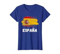 Bandera Espana Orgullo Retro Bandera Española Familia Camiseta, Mujer, Azul Real, M