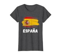 Bandera Espana Orgullo Retro Bandera Española Familia Camiseta, Mujer, Jaspeado Oscuro, M