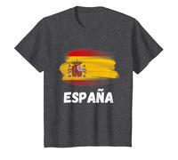 Bandera Espana Orgullo Retro Bandera Española Familia Camiseta, Niños, Jaspeado Oscuro, 6 años