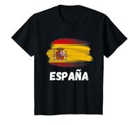 Bandera Espana Orgullo Retro Bandera Española Familia Camiseta, Niños, Negro, 10 años