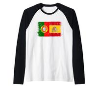 Bandera España Portugal Orgullo Aficionado Español Portugués Camiseta Manga Raglan